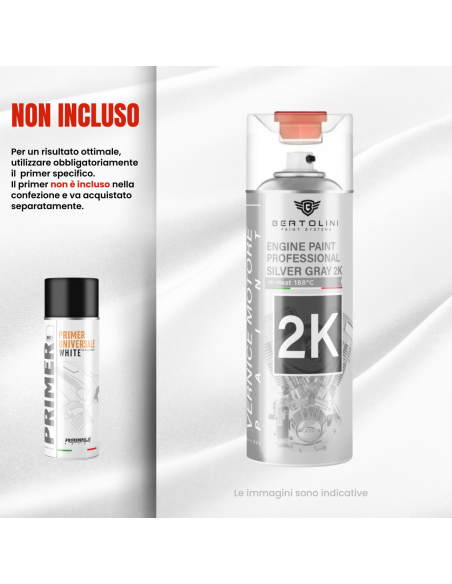 GRIS MÉTALLISÉ 2K Spray Haute Température Pour Moteurs Contemporains Et Classiques - 400Ml