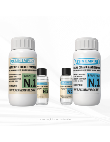 Kit Resina Epossidica Ceramica Bianco per Piatti Doccia - Lavandini - Mattonelle - Vasche - 250gr